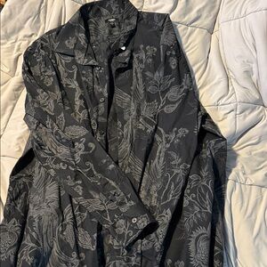 Express Black and Gray Patterned Shirt